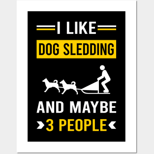 3 People Dog Sledding Sled Posters and Art